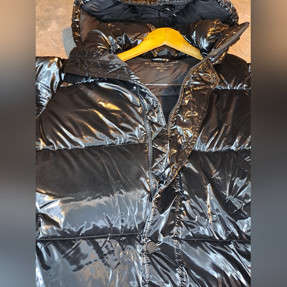 BCBG Paris Black Puffer Jacket Glossy Oversized - Picture 8 of 11